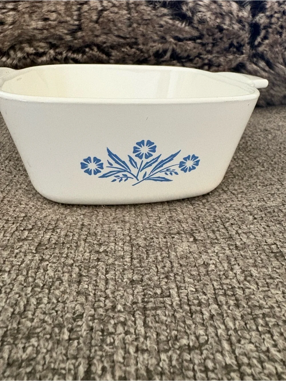 Corningware White Casserole Dish with Blue Floral Pattern